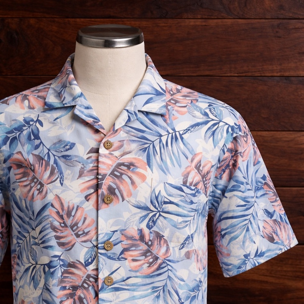 Tommy Bahama Silk Hawaiian Camp Shirt – XXL Tropical Monstera